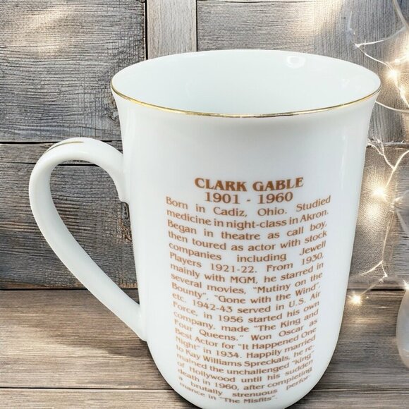 Vintage Hollywood Hall of Fame Museum Porcelain Coffee Mug Cup Clark Gable Mug - Picture 2 of 12